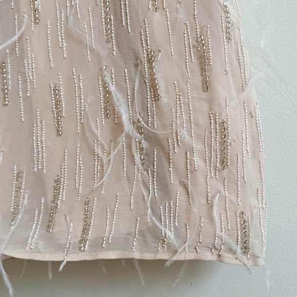 HAUTE HIPPIE • Winds of Change Beaded Feather Silk Slip Dress in Buff - Picture 5 of 15